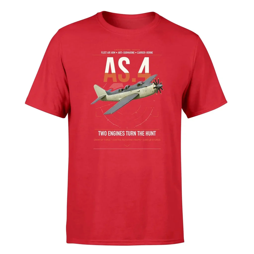 Fairey Gannet AS.4 design on red t-shirt, single-side print