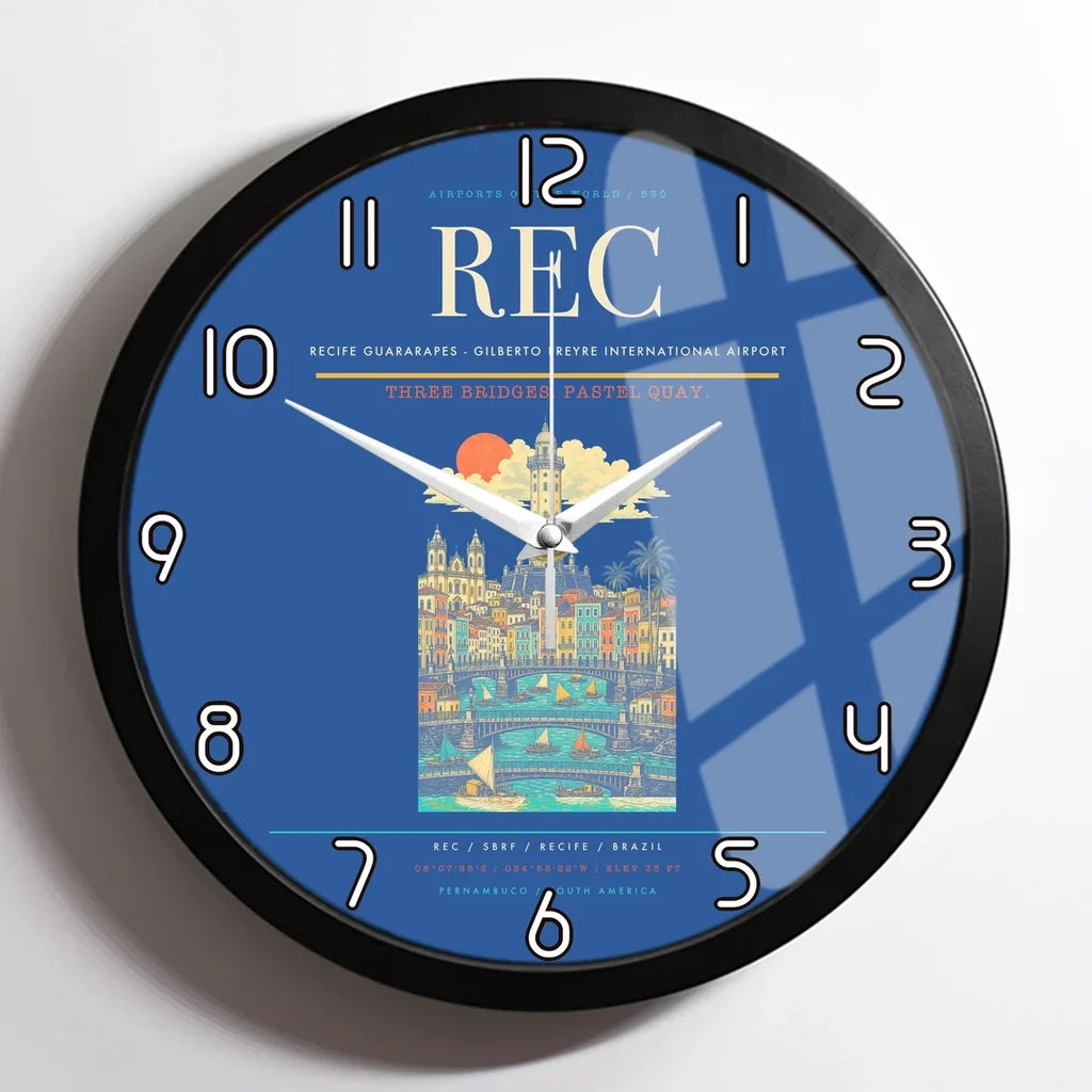 Recife Guararapes (REC) design on blue framed wall clock