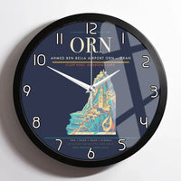 Thumbnail for Ahmed Ben Bella Airport (ORN) design on navy blue framed wall clock