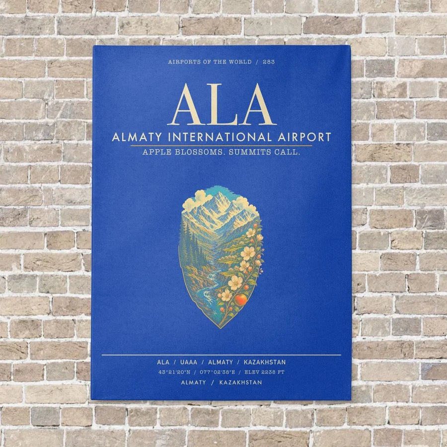 Almaty International Airport ALA - Canvas Framed - Blue