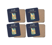 Thumbnail for Zamboanga International Airport (ZAM) design on navy blue 4 pieces set coaster