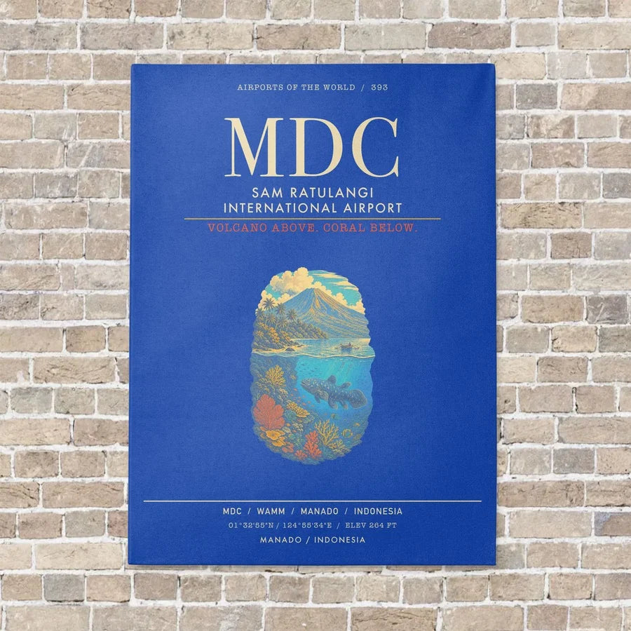 Sam Ratulangi International Airport MDC - Canvas Framed - Blue