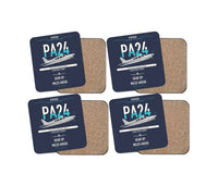 Thumbnail for Piper PA-24-250 Comanche 250 design on navy blue 4 pieces set coaster