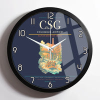 Thumbnail for Columbus Airport (CSG) design on navy blue framed wall clock