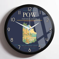 Thumbnail for Portorož Airport (POW) design on navy blue framed wall clock