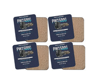 Thumbnail for PW1500G design on navy blue 4 pieces set coaster