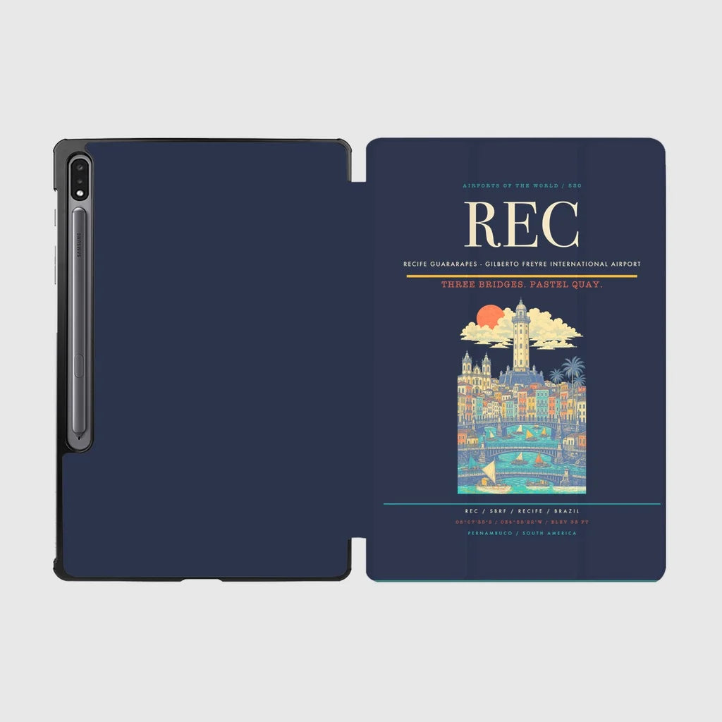 Recife Guararapes (REC) design on navy blue samsung tablet tablet case