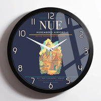 Thumbnail for Nuremberg Airport (NUE) design on navy blue framed wall clock