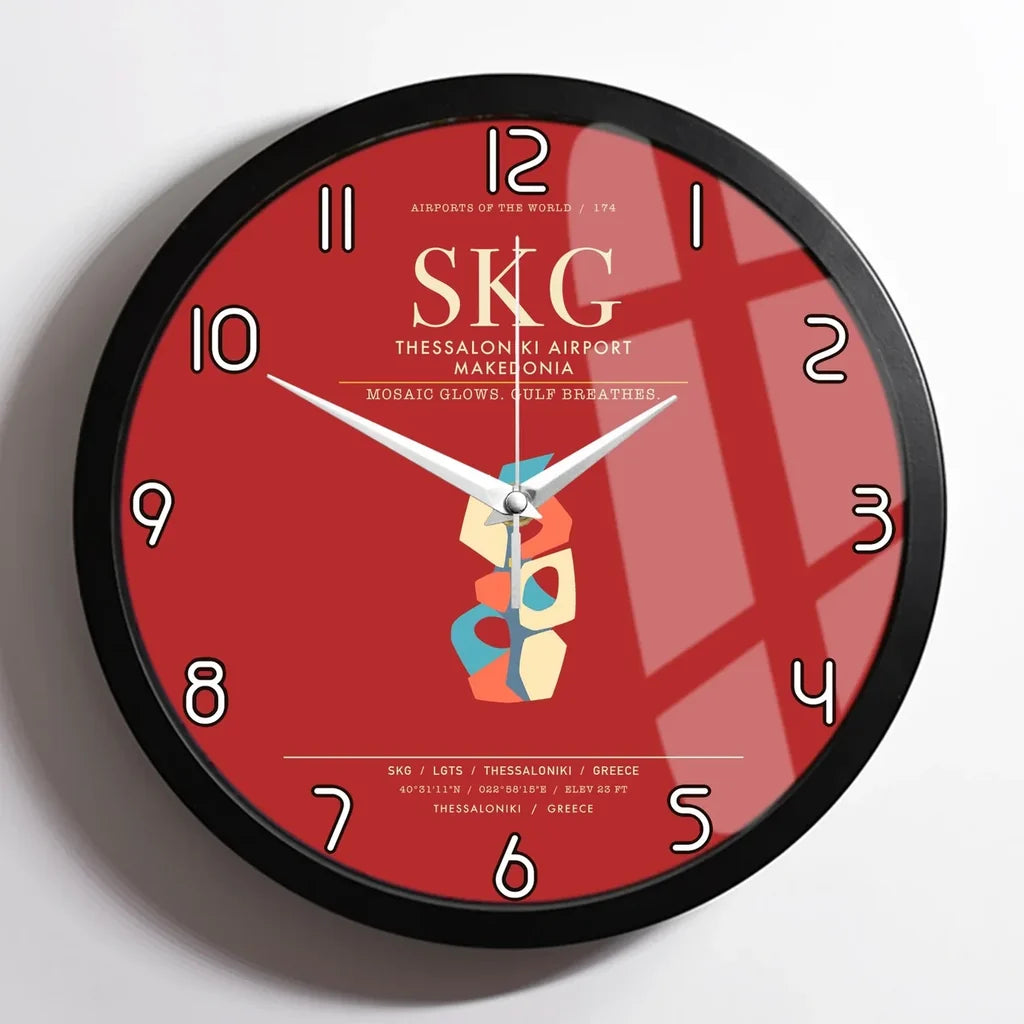 Thessaloniki Airport Makedonia SKG Wall-Clock Framed - Red