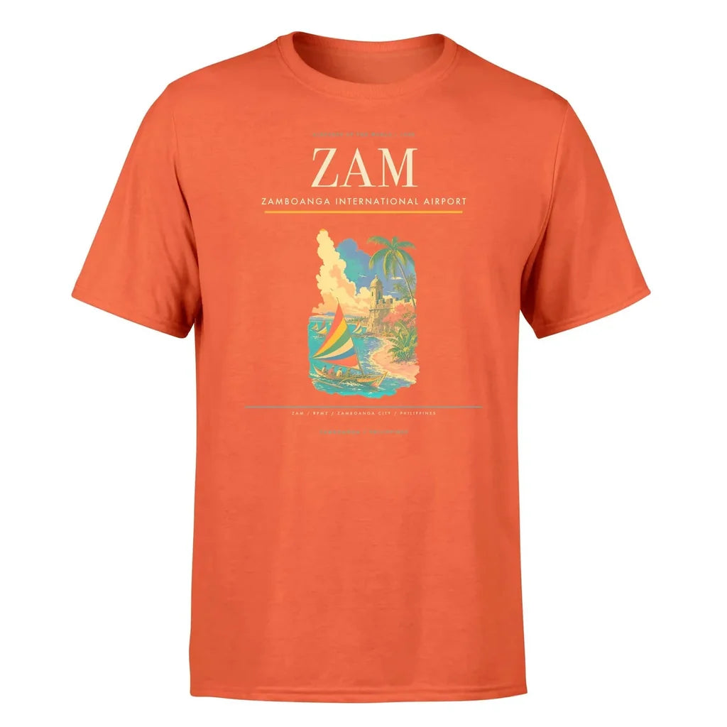 Zamboanga International Airport (ZAM) T-Shirt single-side front print in Orange | zamboanga-international-airport-zam-double-side-t-shirt