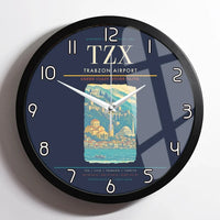 Thumbnail for Trabzon Airport (TZX) design on navy blue framed wall clock