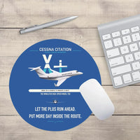 Thumbnail for Cessna Citation X+ design on blue round mouse pad