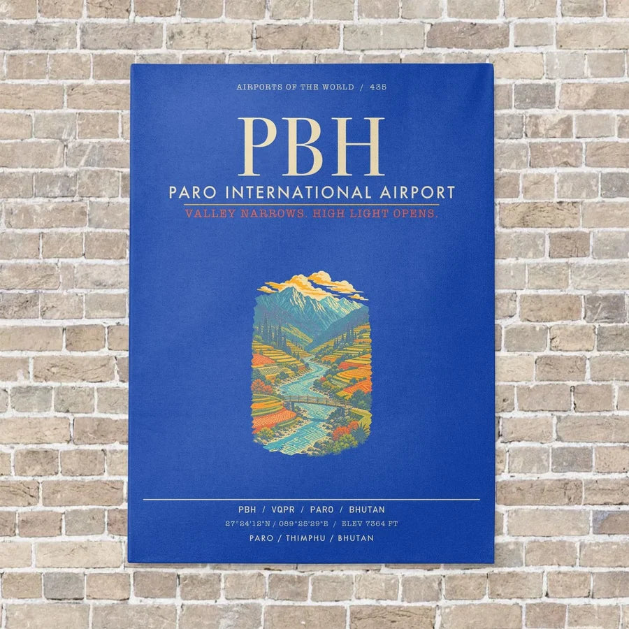 Paro International Airport PBH - Canvas Framed - Blue