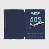 Thumbnail for Bombardier Challenger 605 design on navy blue samsung tablet tablet case