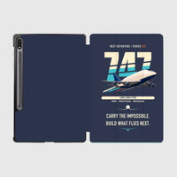 Thumbnail for Boeing 747-400 Dreamlifter design on navy blue samsung tablet tablet case