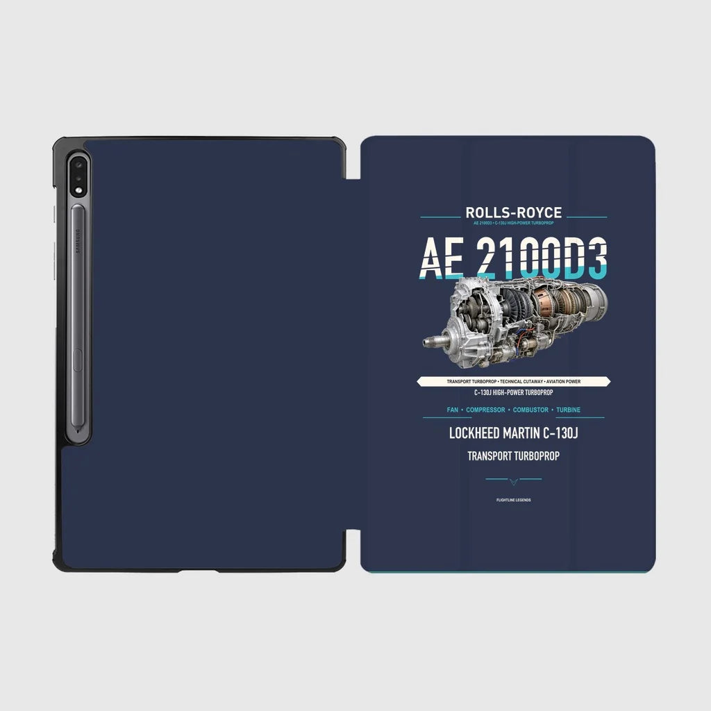 AE 2100D3 design on navy blue samsung tablet tablet case