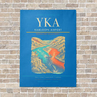 Thumbnail for Kamloops Airport YKA vertical canvas print - no frame - turquoise background