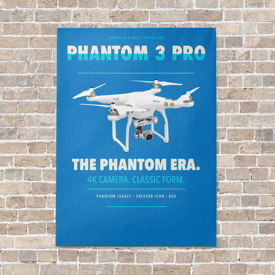 DJI Phantom 3 Professional vertical canvas print - no frame - turquoise background