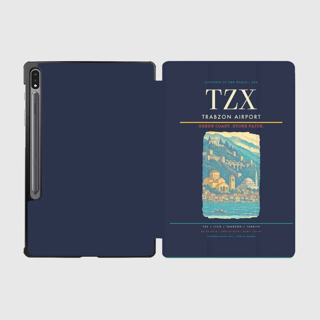 Trabzon Airport (TZX) design on navy blue samsung tablet tablet case