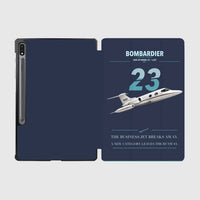 Thumbnail for Bombardier Learjet 23 design on navy blue samsung tablet tablet case