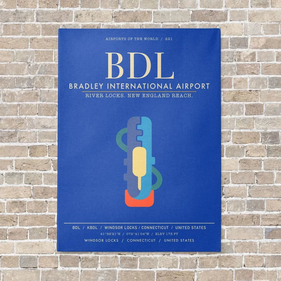 Bradley International Airport BDL - Canvas Framed - Blue