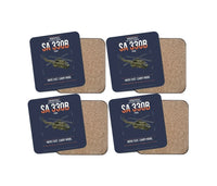 Thumbnail for Aérospatiale SA 330B Puma design on navy blue 4 pieces set coaster