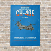 Thumbnail for Boeing Vertol CH-46E Sea Knight vertical canvas print - no frame - turquoise background