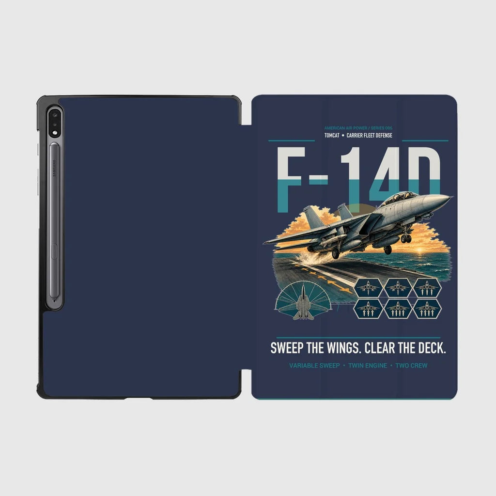 F-14D Tomcat design on navy blue samsung tablet tablet case