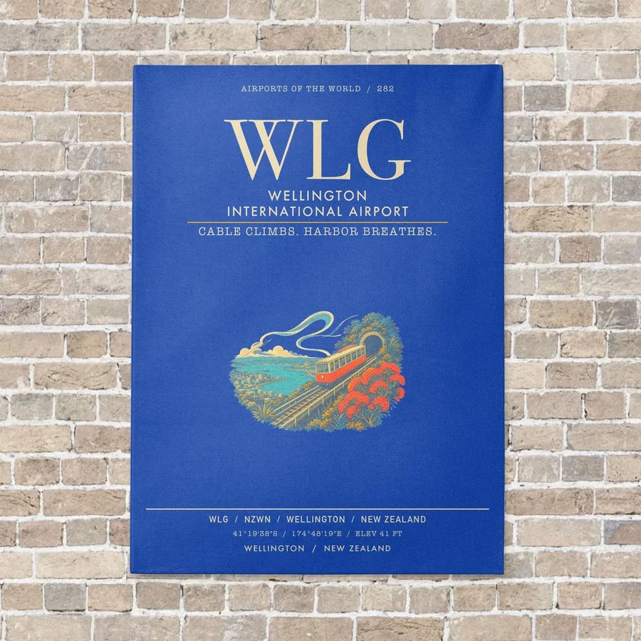 Wellington International Airport WLG - Canvas Framed - Blue
