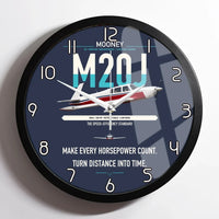 Thumbnail for Mooney M20J 201 design on navy blue framed wall clock