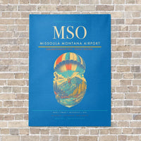 Thumbnail for Missoula Montana Airport MSO vertical canvas print - no frame - turquoise background