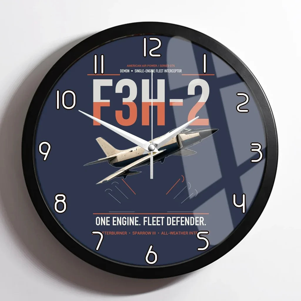 F3H-2 Demon design on navy blue framed wall clock