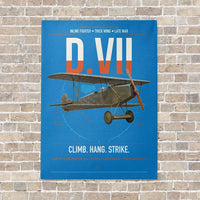 Thumbnail for Fokker D.VII vertical canvas print - no frame - turquoise background