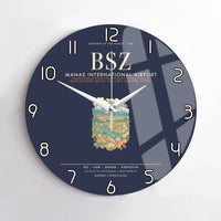Thumbnail for Manas International Airport Bishkek BSZ Wall-Clock No-Frame - Navy Blue