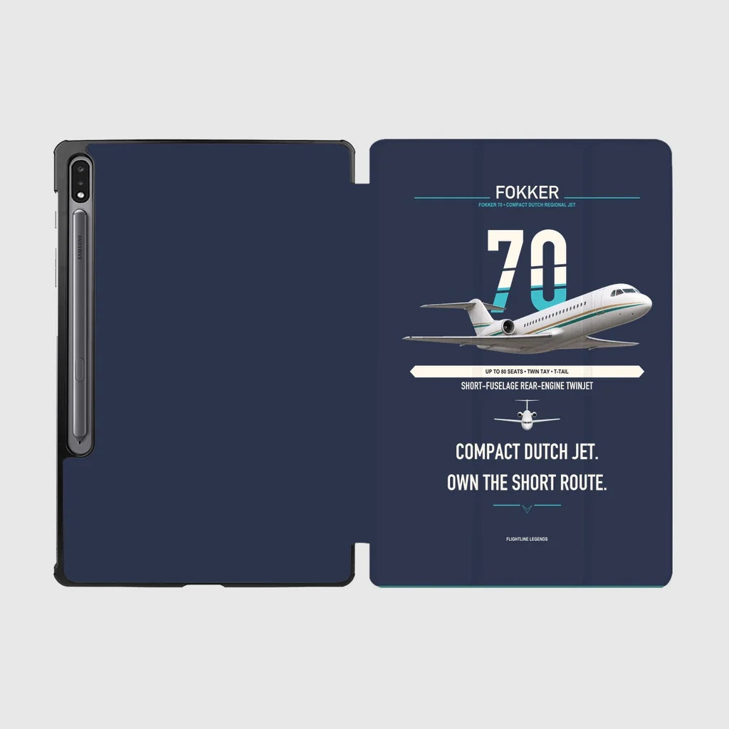 Fokker 70 design on navy blue samsung tablet tablet case