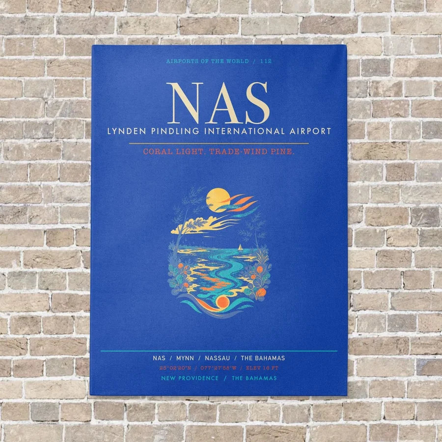 Lynden Pindling International Airport Nassau NAS - Canvas Framed - Blue
