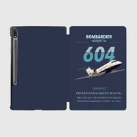 Thumbnail for Bombardier Challenger 604 design on navy blue samsung tablet tablet case