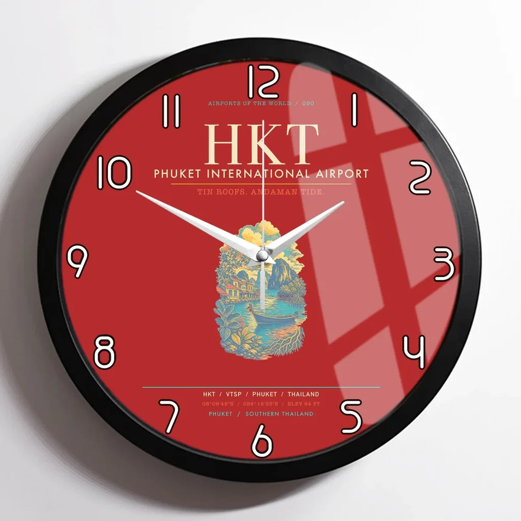 Phuket International Airport HKT Wall-Clock Framed - Red