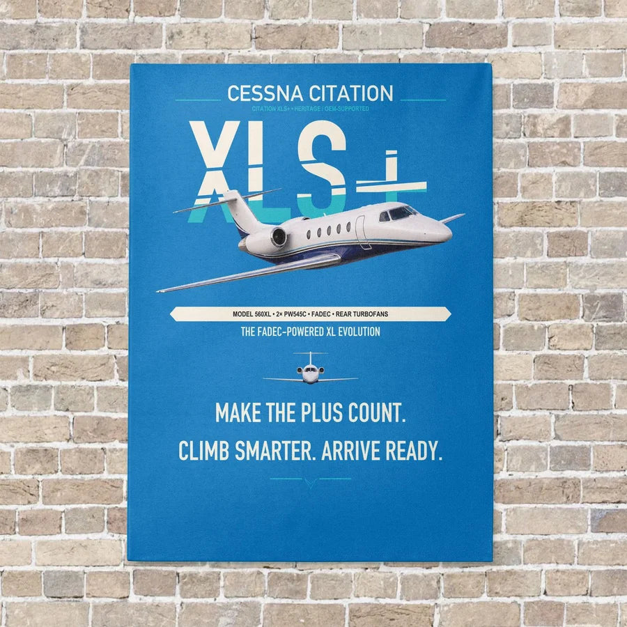 Cessna Citation XLSPlus vertical canvas print - no frame - turquoise background