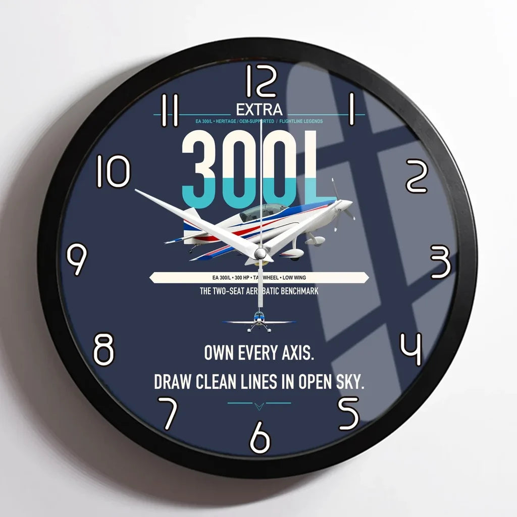 Extra 300L design on navy blue framed wall clock