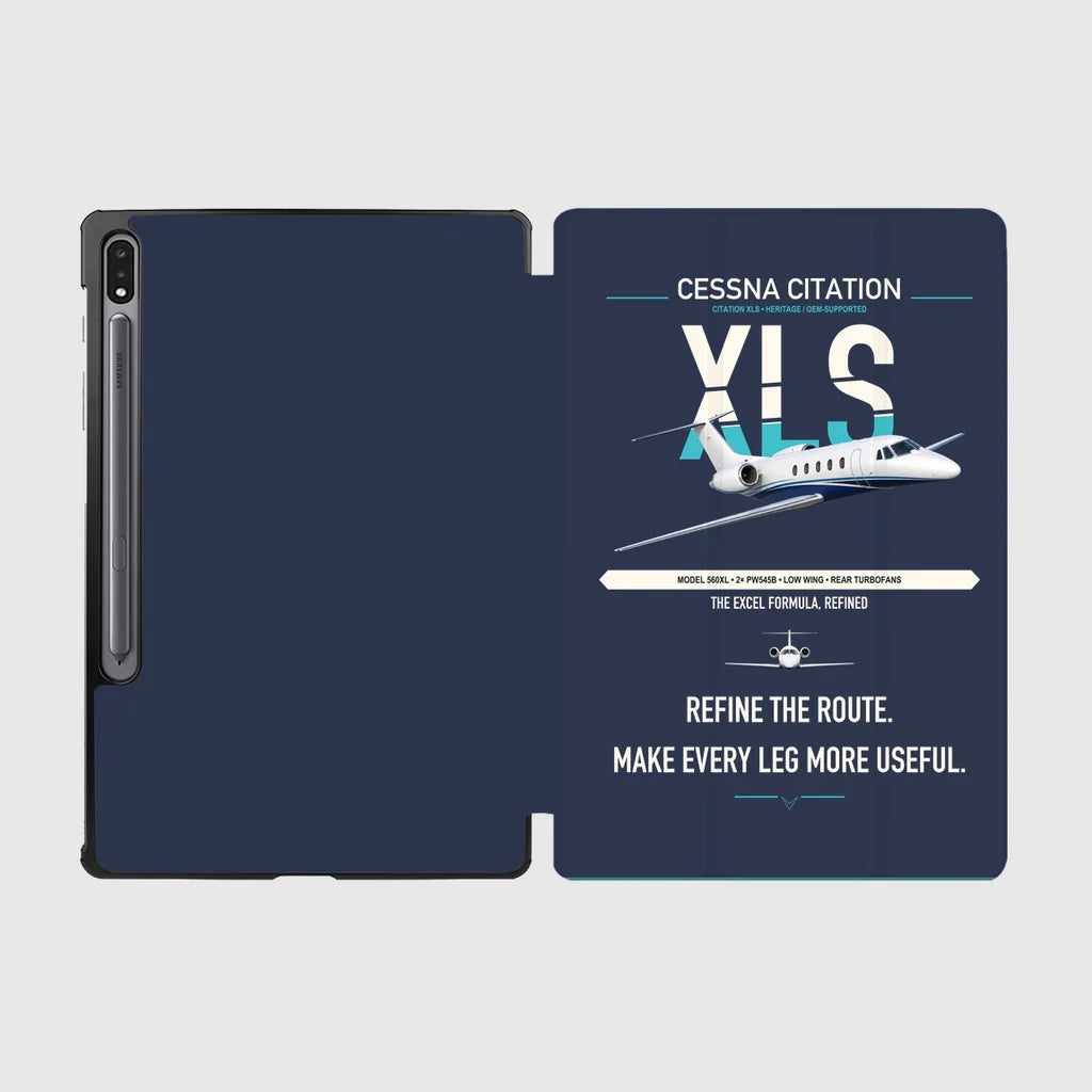 Cessna Citation XLS design on navy blue samsung tablet tablet case