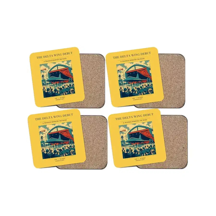 The Delta Wing Debut - Designed Coasters design on yellow 4-pieces-set