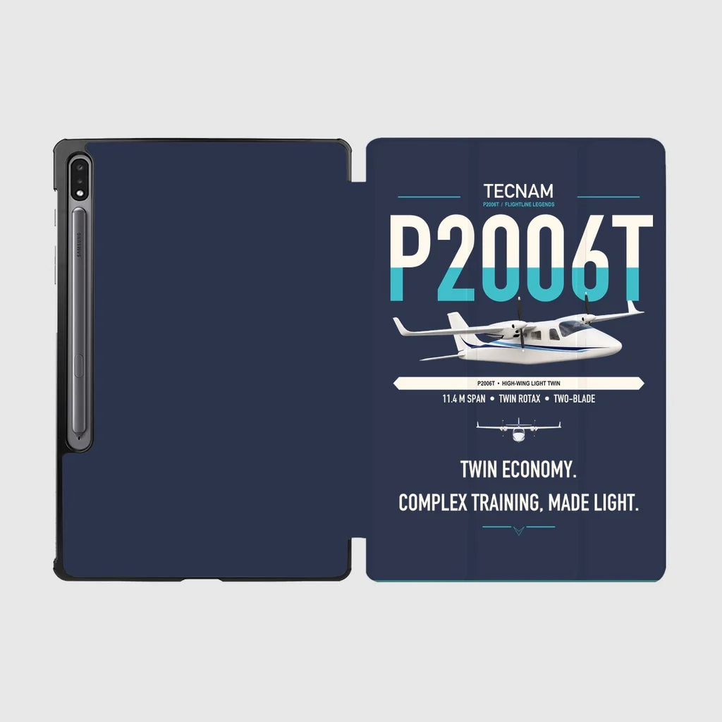 Tecnam P2006T design on navy blue samsung tablet tablet case