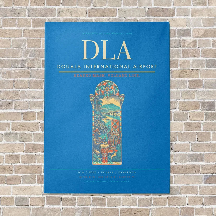 Douala International Airport DLA vertical canvas print - no frame - turquoise background