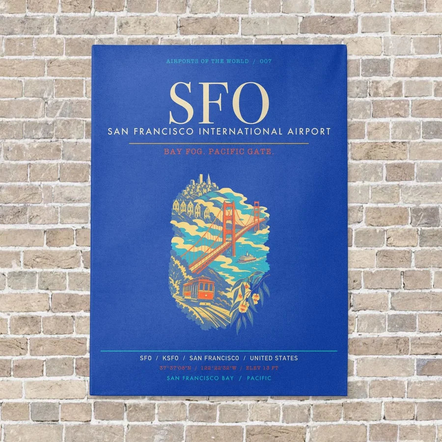 San Francisco International Airport SFO - Canvas Framed - Blue
