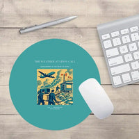 Thumbnail for VINTAGE G4288 - The Weather Station Call - Designed Mouse Pads design on turquoise round