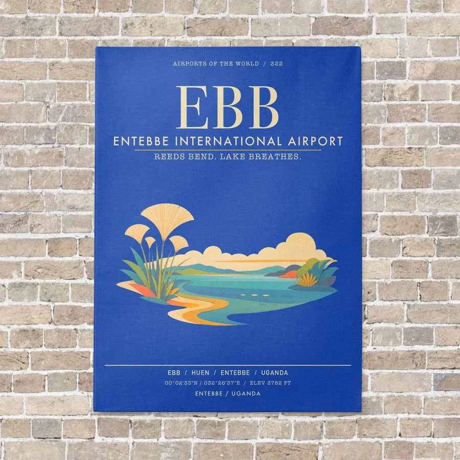 Entebbe International Airport EBB - Canvas Framed - Blue