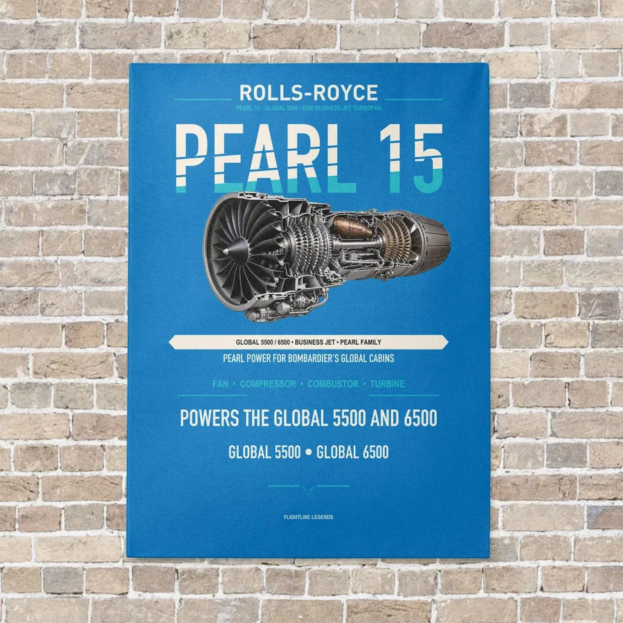 PEARL 15 vertical canvas print - no frame - turquoise background