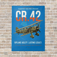 Thumbnail for Fiat CR.42 Falco vertical canvas print - no frame - turquoise background