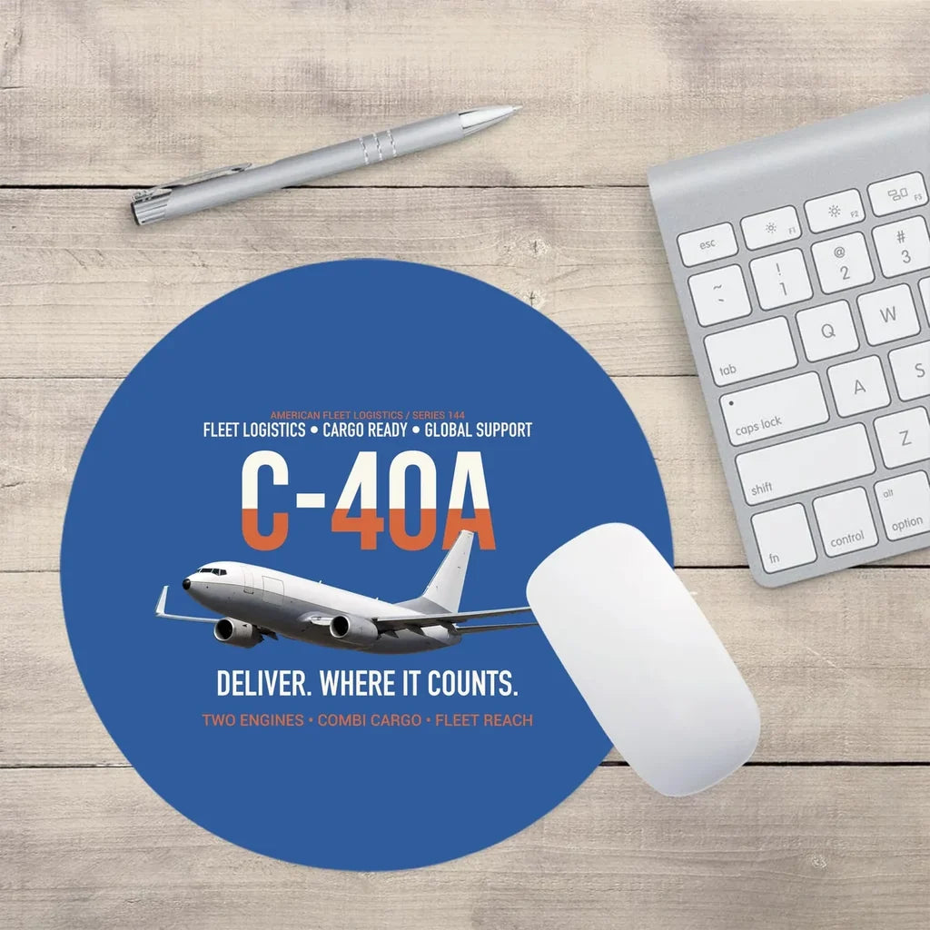 C-40A Clipper Fleet Logistics Ready design on blue round mouse pad